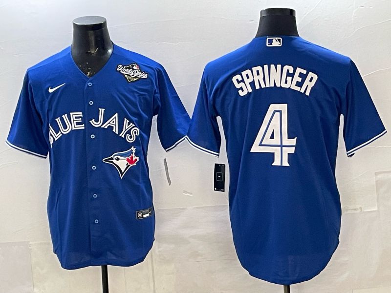Men 2025 Toronto Blue Jays #4 Springer Blue Game Nike MLB Jersey style 05